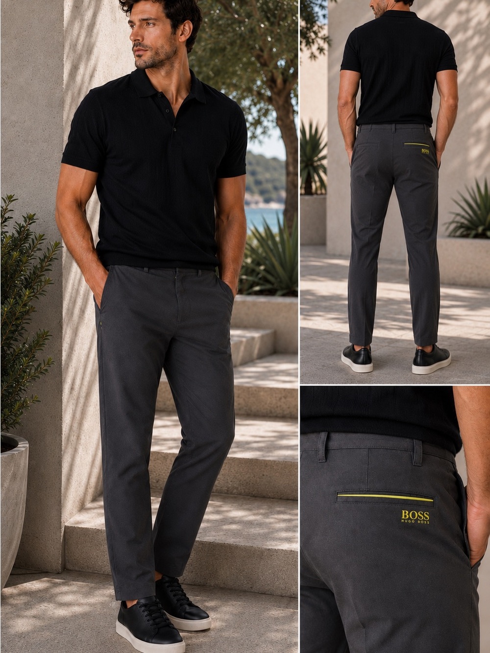 NWT BOSS Men's grey micro ripstop Pants, size 34R